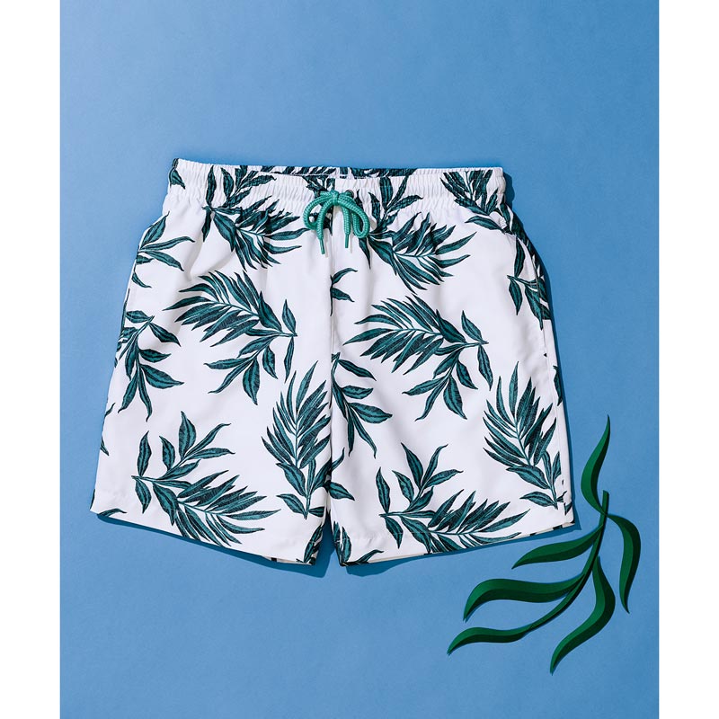 Men's swim shorts - White/ Green Leaf S